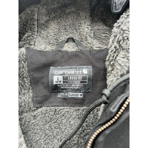 Carhartt Washed Duck Sherpa Lined Jacket Large Womens Black Loose Fit NWT - Picture 5 of 7